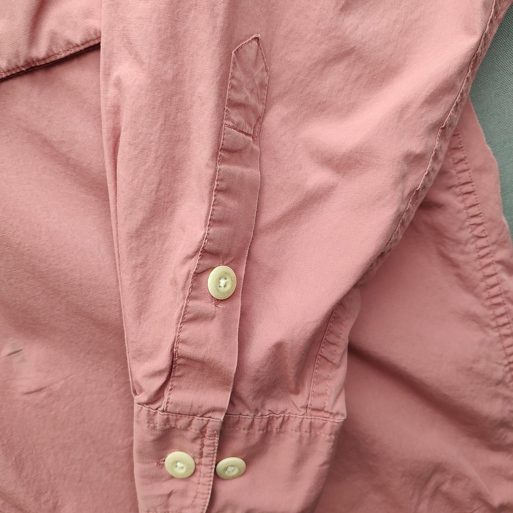 Orvis Mens Coral Button Up Shirt Long Sleeve With Stain Size Medium - Picture 8 of 16